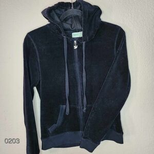 Preowned Dream out Loud Selena Gomez PEACE Sign Velvet Hooded Zip Sweater Junior